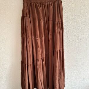 Tiered Brown Maxi Skirt
